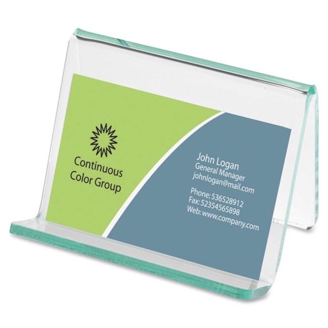 Lorell Acrylic Transparent Green Edge Business Card Holder 80657 LLR80657
