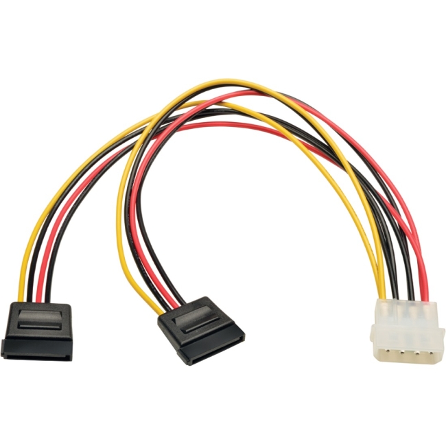 Tripp Lite Serial ATA (SATA) Dual Power Adapter Y Cable (LP4 4pin to 2x 15pin SATA), 12-in. P946-12N