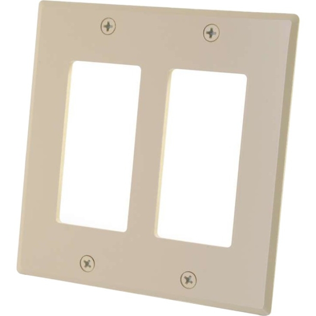 C2G Two Decora Compatible Cutout Double Gang Wall Plate - Ivory 41339