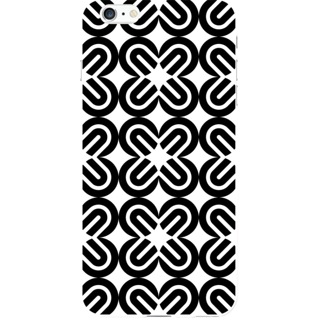 OTM iPhone 6 Plus White Glossy Case Black/White, Mirrors IP6PV1WG-BOW-01