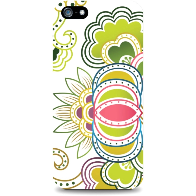 OTM iPhone 5 White Glossy Case Paisley Collection, Green IP5V1WG-PAI-02