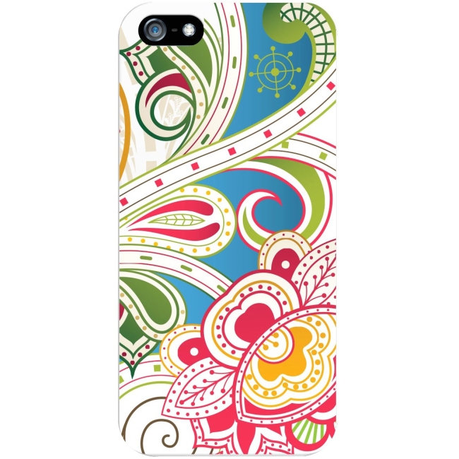 OTM iPhone 5 White Glossy Case Paisley Collection, Blue IP5V1WG-PAI-04