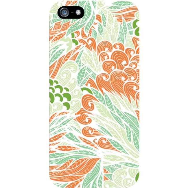 OTM iPhone 5 White Glossy Case Tahitian Collection, Orange/Green IP5V1WG-TAH-01