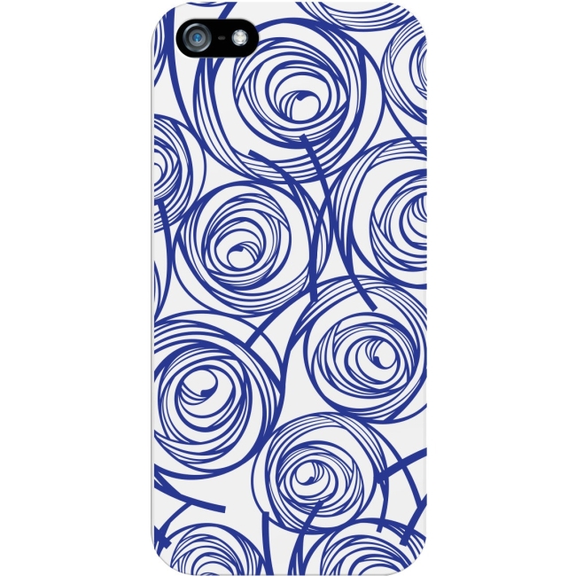 OTM iPhone 5 White Glossy Case New Age Collection,Swirls,Sapphire IP5WG-AGE-02V3