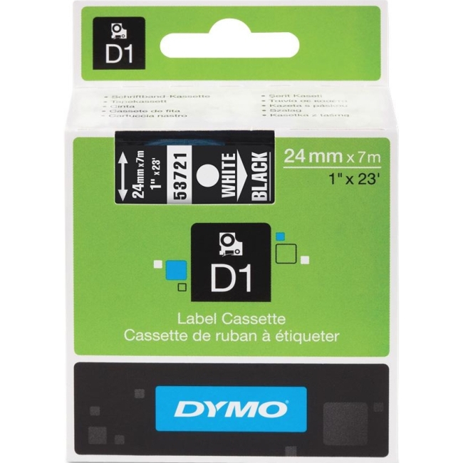 Dymo White on Black D1 Label Tape 53721 DYM53721