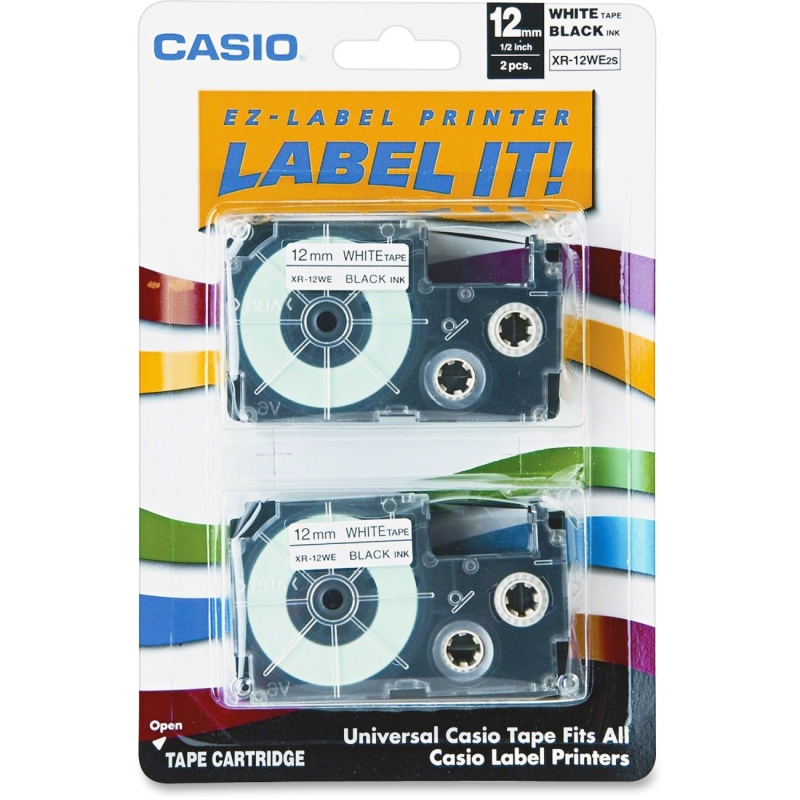 Casio Label Printer Tape XR-12WE2S CSOXR12WE2S