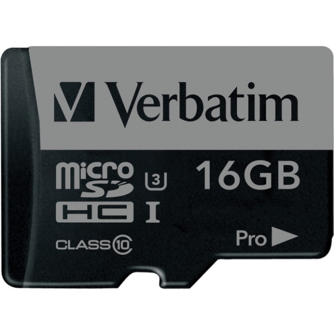 Verbatim 16GB Pro 600X microSDHC Memory Card with Adapter, UHS-I U3 Class 10 47040
