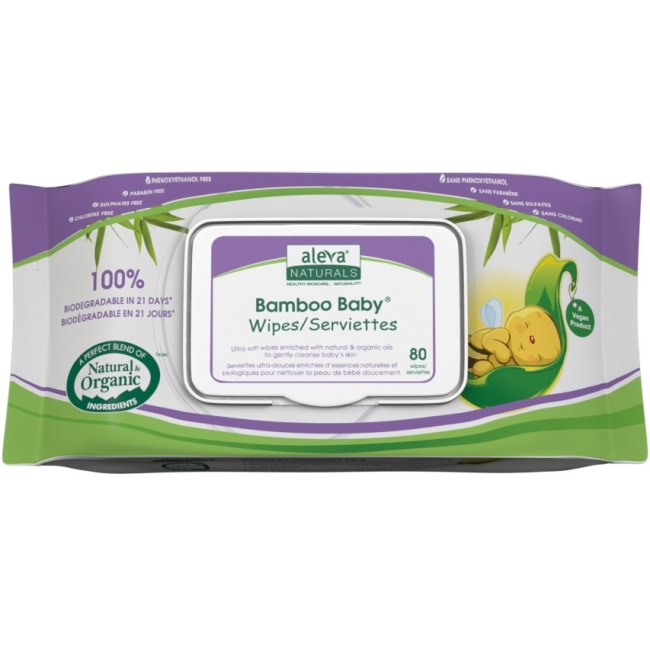 Aleva Naturals Bamboo Baby Wipes, 480 Count (6 Packs of 80) 37942