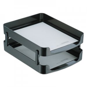 Officemate 2200 Series Front-Loading Desk Tray, Two Tiers, Plastic, Letter, Black OIC22236 22236