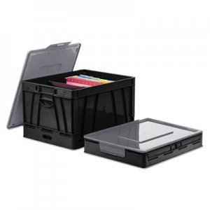 Genpak Collapsible Crate, 17 1/4 x 14 1/4 x 10 1/2, Black/Gray, 2/Pack UNV40010