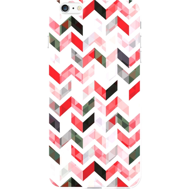 OTM iPhone 6 Plus White Glossy Case Ziggy Collection, Red IP6PV1WG-ZGY-02