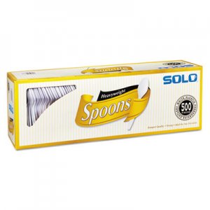 SOLO Cup Company Heavyweight Plastic Cutlery, Spoons, White, 6 in, 500/Carton SCC827272 827272