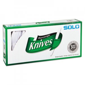 SOLO Cup Company Heavyweight Plastic Cutlery, Knives, White, 7 in, 500/Carton SCC827271 827271