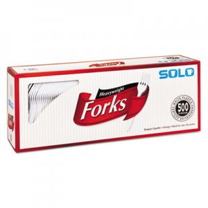 SOLO Cup Company Heavyweight Plastic Cutlery, Forks, White, 6.41 in, 500/Carton SCC827263 827263