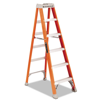 Louisville Fiberglass Heavy Duty Step Ladder, 73 3/5", 5-Step, Orange DADFS1506 FS1506