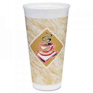 Dart Foam Hot/Cold Cups, 20 oz., Cafe G Design, White/Brown with Red Accents DCC20X16G DCC 20X16G