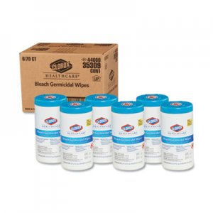 Clorox Bleach Germicidal Wipes, 6 3/4 x 9, Unscented, 70/Canister CLO35309CT CLO 35309