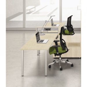 Mayline e5 Two-Person Workstation with Beltway, 123-1/2w x 73d x 29-1/2h, Summer Suede MLNEZPW3CAGY EZOW3CAGY