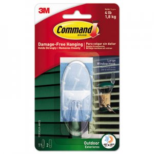 Command All Weather Hooks and Strips, Plastic, Large, 1 Hooks & 2 Strips/Pack MMM17093CLRAW 17093CLRAW