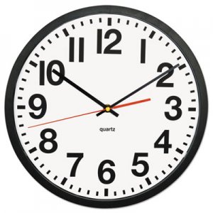 Genpak Deluxe Large Numeral Clock, 13", Black Frame, White Face UNV10450