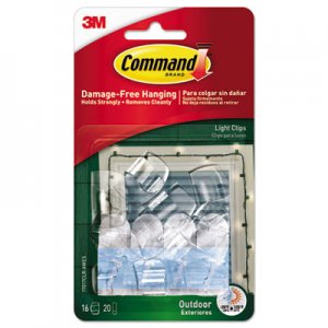Command All Weather Hooks and Strips, Plastic, Small, 16 Clips & 20 Strips/Pack MMM17017CLRAW 17017CLRAW