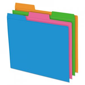 Pendaflex Glow Poly File Folders, 1/3 Cut Top Tab, Letter, Assorted Colors, 12/Pack PFX40528 40528