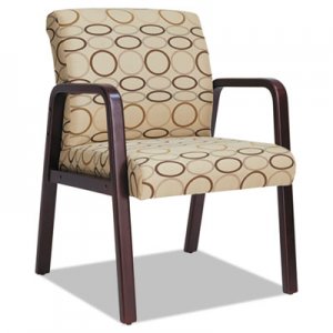 Alera Reception Lounge Series Guest Chair, Mahogany/Tan Fabric ALERL4351M RL43 TAN