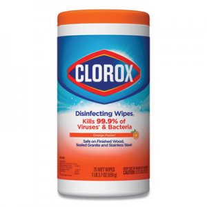 Clorox Disinfecting Wipes, 7 x 8, Orange Fusion, 75/Canister CLO01686EA 01686