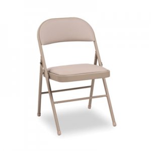 Alera Steel Folding Chair with Two-Brace Support, Padded Back/Seat, Tan, 4/Carton ALEFC96T