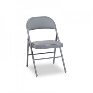 Alera Steel Folding Chair with Two-Brace Support, Padded Back/Seat, Light Gray, 4/CT ALEFC96G