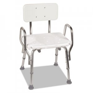 DMI Shower Chair with Arms, White, 20 3/4 x 20 1/2 x 28 1/2-32 1/2