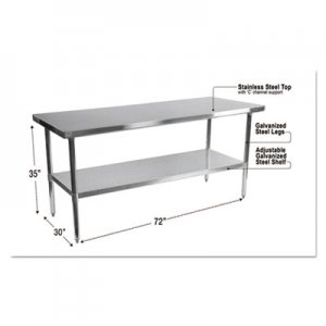 Alera Stainless Steel Table, 72 x 30 x 35, Silver ALEXS7230