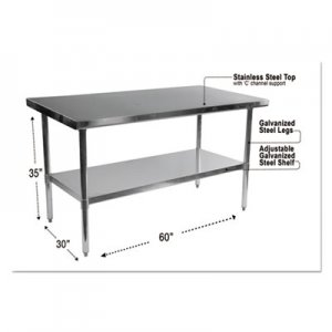 Alera Stainless Steel Table, 60 x 30 x 35, Silver ALEXS6030