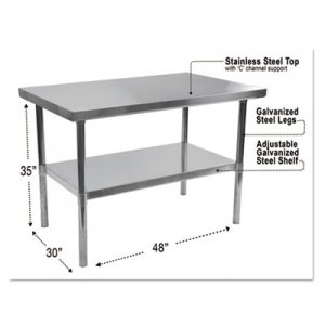 Alera Stainless Steel Table, 48 x 30 x 35, Silver ALEXS4830