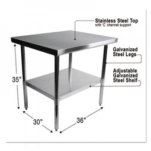 Alera Stainless Steel Table, 36 x 30 x 35, Silver ALEXS3630