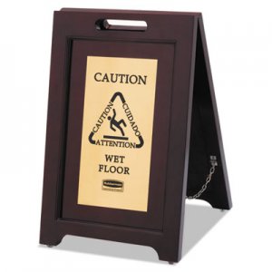 Rubbermaid Commercial Executive 2-Sided Multi-Lingual Caution Sign, Brown/Brass, 15 x 23 1/2 RCP1867507 1867507