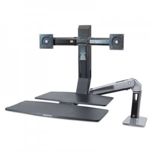 WorkFit by Ergotron WorkFit-A Sit-Stand Workstation w/Worksurface+,Dual LCD Monitors, Aluminum/Black ERG24316026 24316026