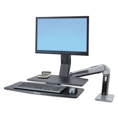 Ergotron WorkFit-A Sit-Stand Workstation w/Worksurface+, LCD HD Monitor, Aluminum/Black ERG24314026 24314026