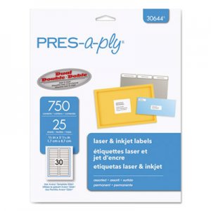 PRES-a-ply Laser/Inkjet File Folder Labels, 2/3 x 3 7/16, White/Assorted Border, 750/Pack AVE30644