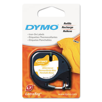 DYMO LetraTag Fabric Iron-On Labels, 1/2" x 6 1/2 ft, White DYM18771 18771