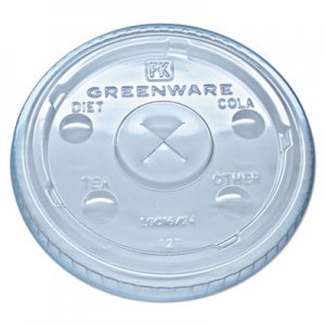 Fabri-Kal Greenware Cold Drink Lids, Fits 16-18, 24 oz Cups, X-Slot, Clear, 1000/Carton FABLGC1624 9509112