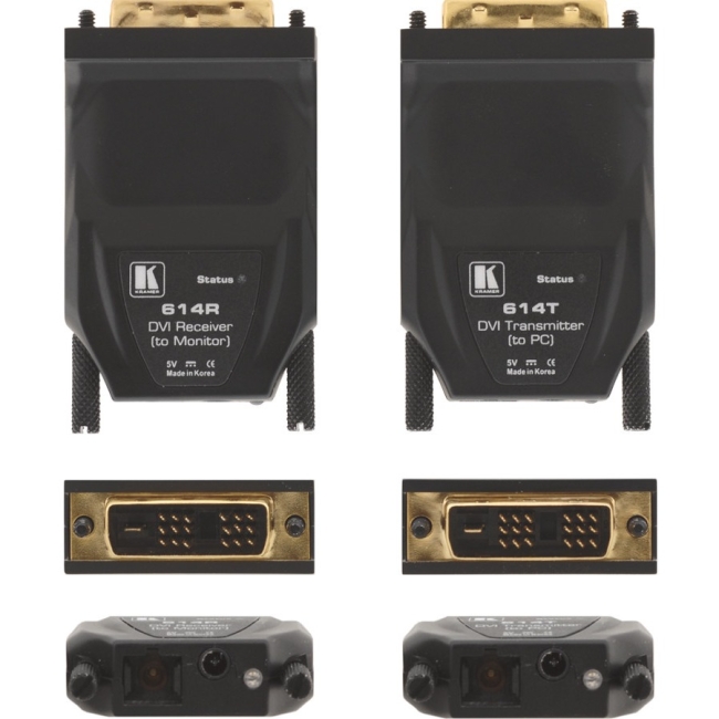 Kramer Single-Fiber Detachable DVI Optical Transmitter & Receiver 614R/T