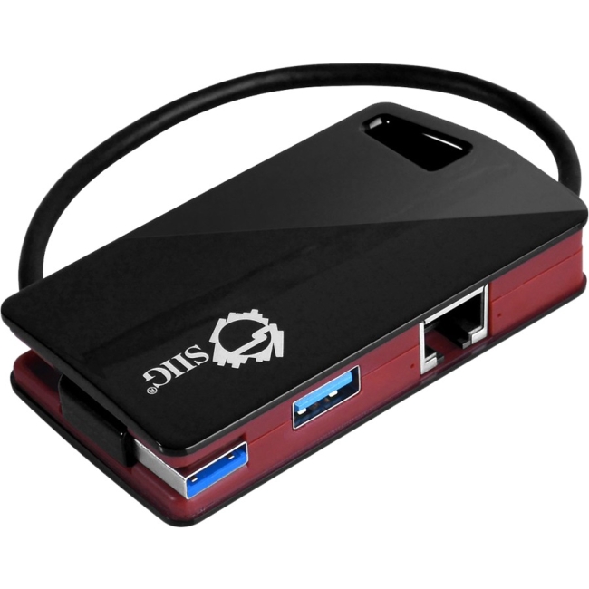 SIIG SuperSpeed USB 3.0 LAN Hub Red- Type-C Ready JU-H30312-S1