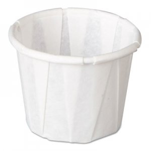 Genpak Squat Paper Portion Cup, Pleated, .5oz, White, 250/Sleeve, 20 Sleeve/Carton GNPF050 F050