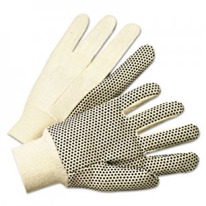 Anchor Brand PVC-Dotted Canvas Gloves, White, One Size Fits All, 12 Pairs ANR1000