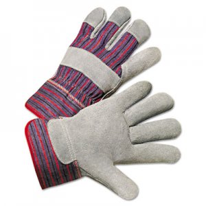 Anchor Brand Leather Palm Work Gloves, Gray/Blue/White, Large, 12 Pairs ANR2000