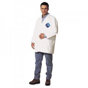 DuPont Tyvek Lab Coat, White, Snap Front, 2 Pockets, X-Large, 30/Carton DUPTY212SXL 251-TY212S-XL