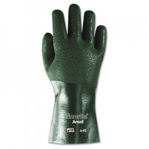 AnsellPro Snorkel Chemical-Resistant Gloves, Size 10, PVC/Nitrile, Green, 12 PR ANS441210 4-412-10