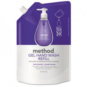 Method Gel Hand Wash Refill, French Lavender, 34 oz Pouch, 6/Carton MTH00654CT