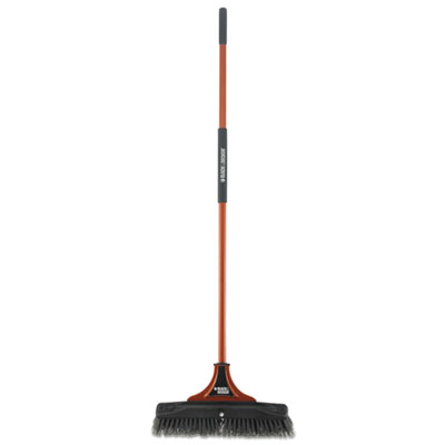 BLACK+DECKER Indoor/Outdoor Push Broom, 18"W x 54"H, Steel Handle, Orange/Black BUT261245 261245